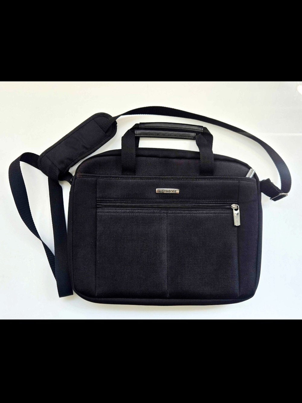 Samsonite Black Nylon Slim Briefcase Messenger Laptop Business Office Bag